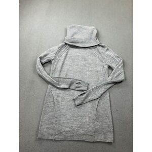 Lululemon Sweater Womens 2 Gray Merino Wool Cowl Neck Tunic Knit Pockets